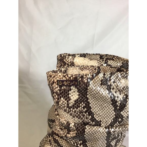 Bebe Women Vegan Snake Skin Mid Calf Boots Sz. 7 Brown 3.5” heel Edgy Y2K - Picture 7 of 12